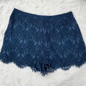 Navy lace shorts- size L - Forever 21